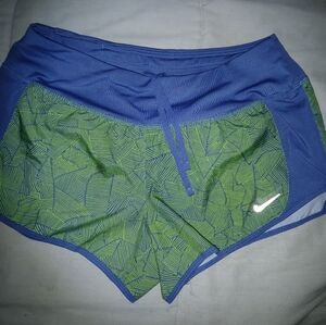 Women's Nike Green and Blue Athletic Shorts